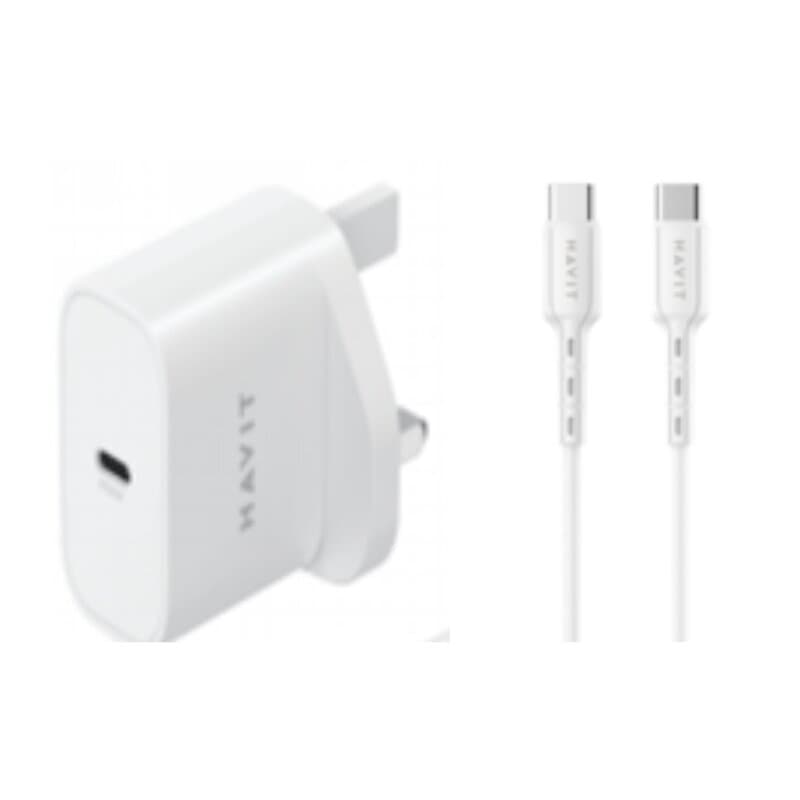 Havit ST712 UK charger and C to C cable 20W (White)