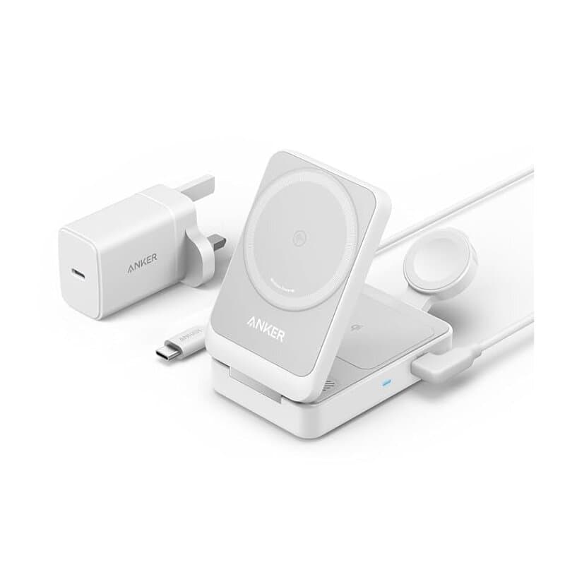 Anker MagGo Charging Station 3-in-1 Foldable Qi2 15W (White)