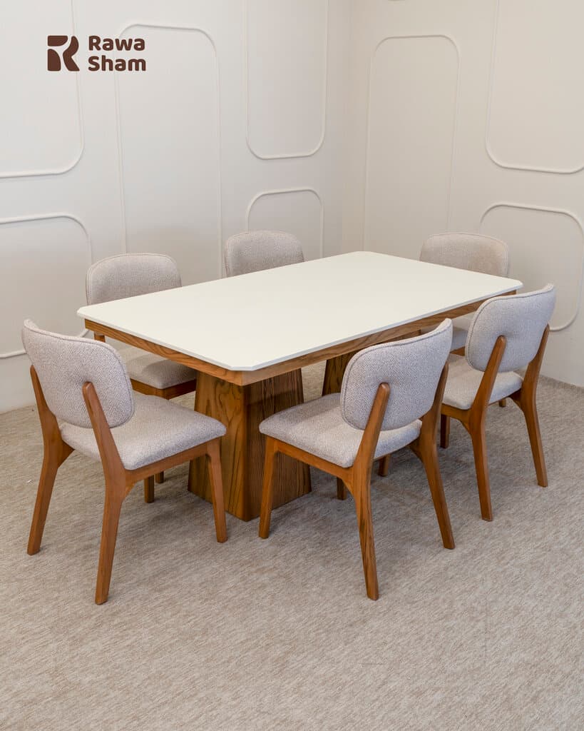 Milan 6 Person Dining Table - White