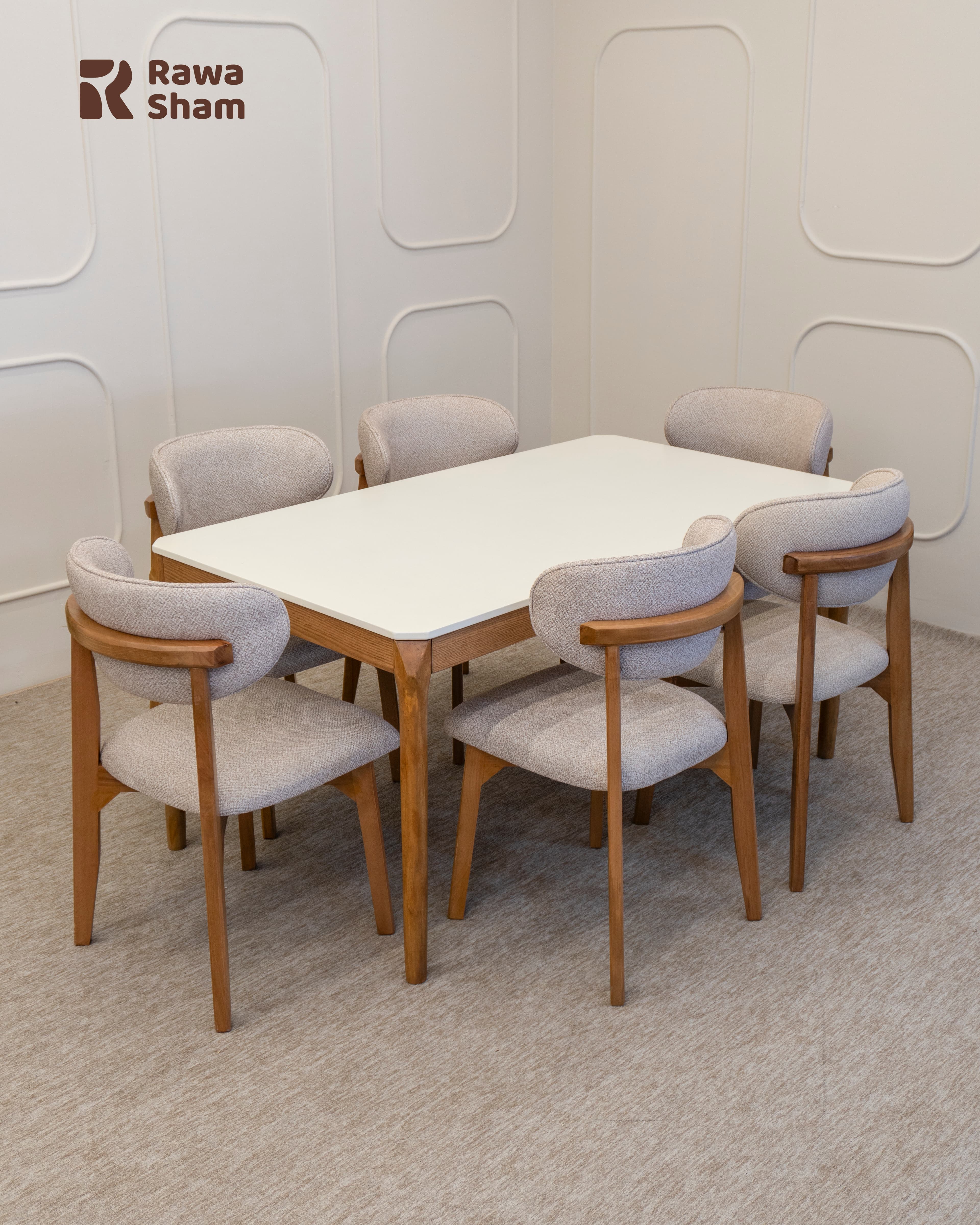 Moscow Lacquer 6 Person Dining Table - Cream