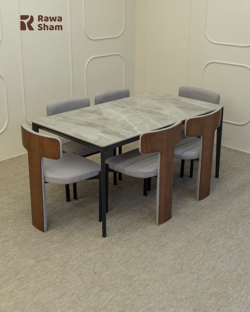 Marble Top 6 Person Dining Table - Gray