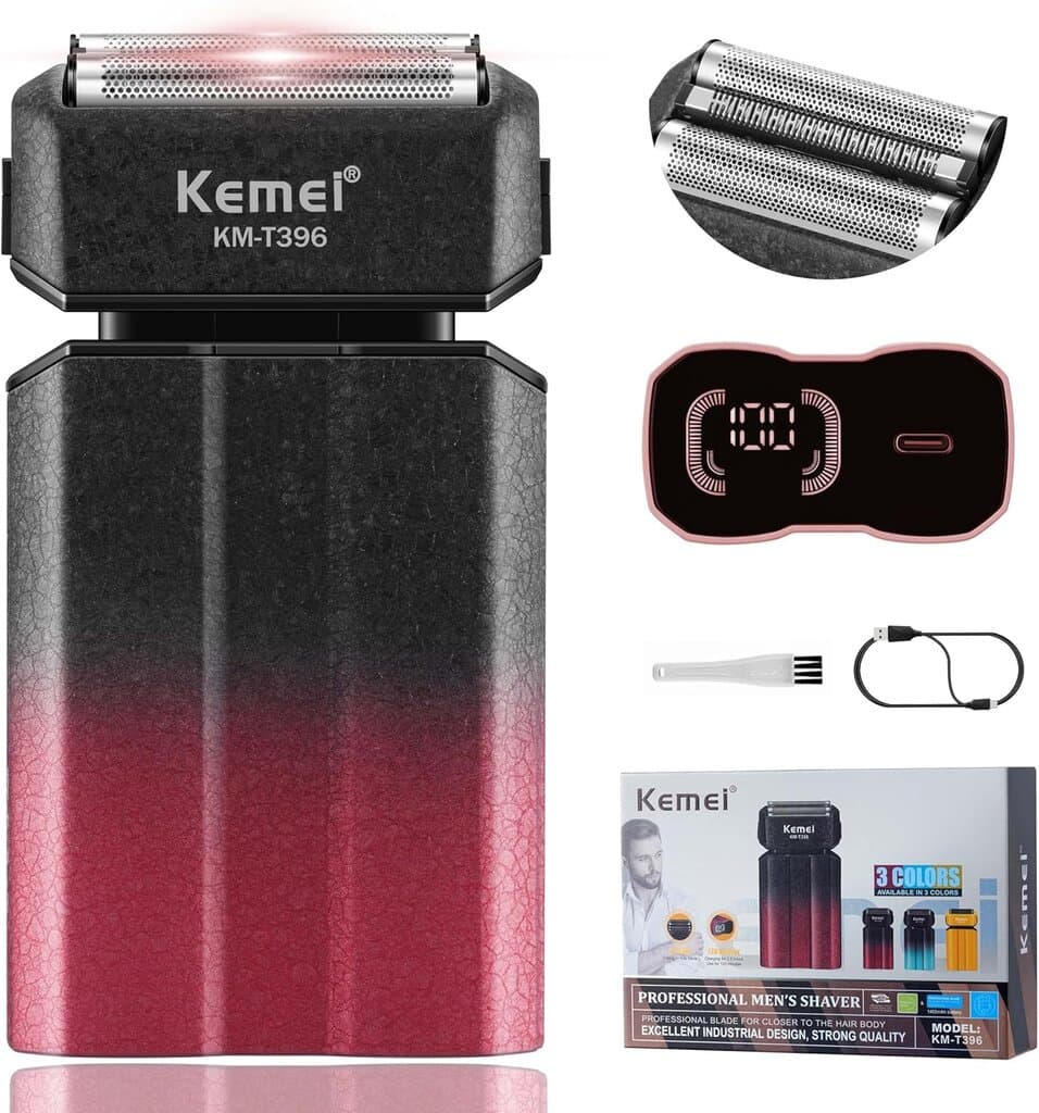 Kemei Men'S Shaver - KM-T396 (Black+Red)