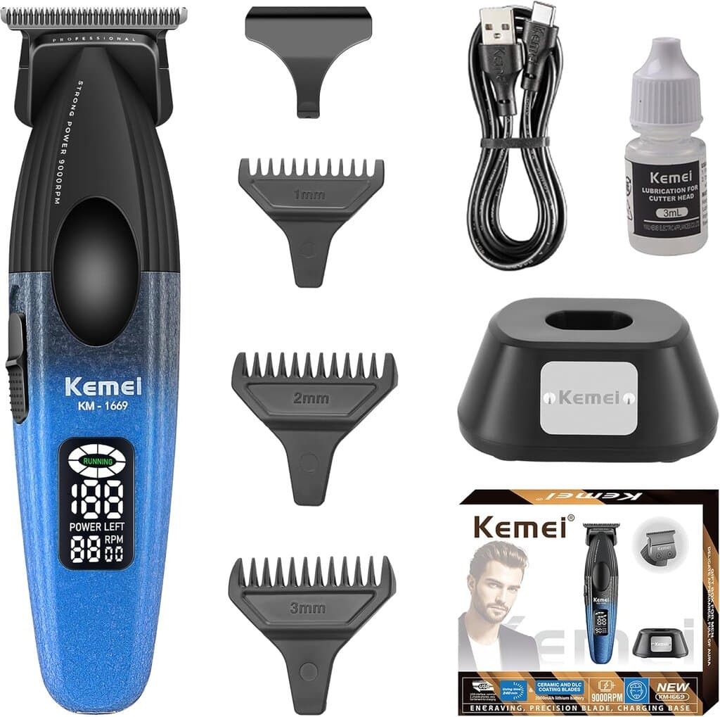 Kemei Rechargeable Hiar Trimmer - KM-1669 (Blue+Black)