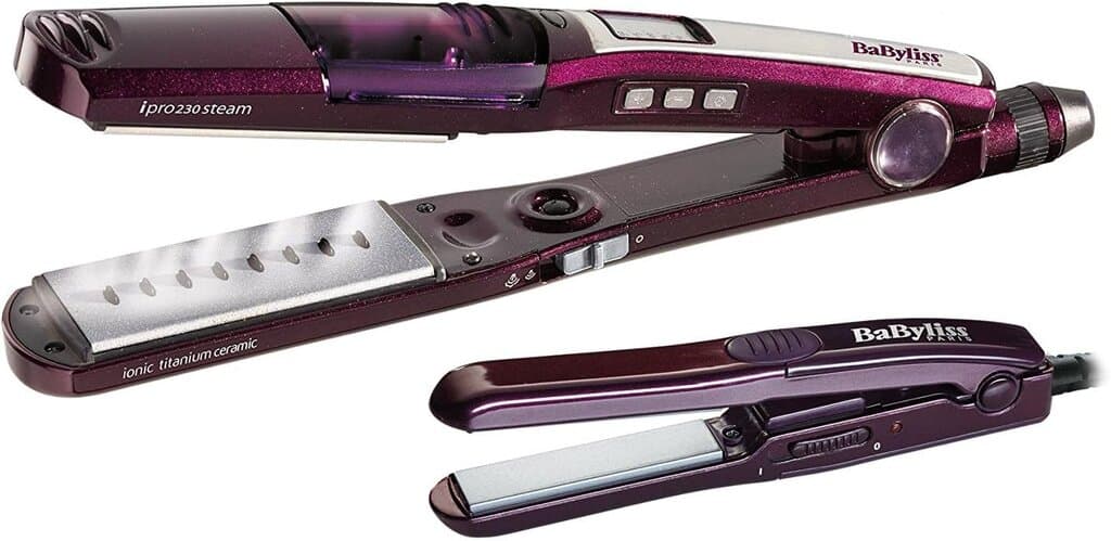 BaByliss Steam Hair Straightener with Mini Iron - ST396ALE (Black)