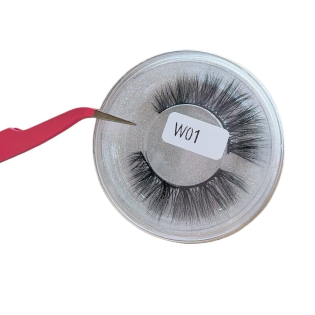 W01 3D Faux Mink Lashes – Dramatic Volume Strip Eyelashes
