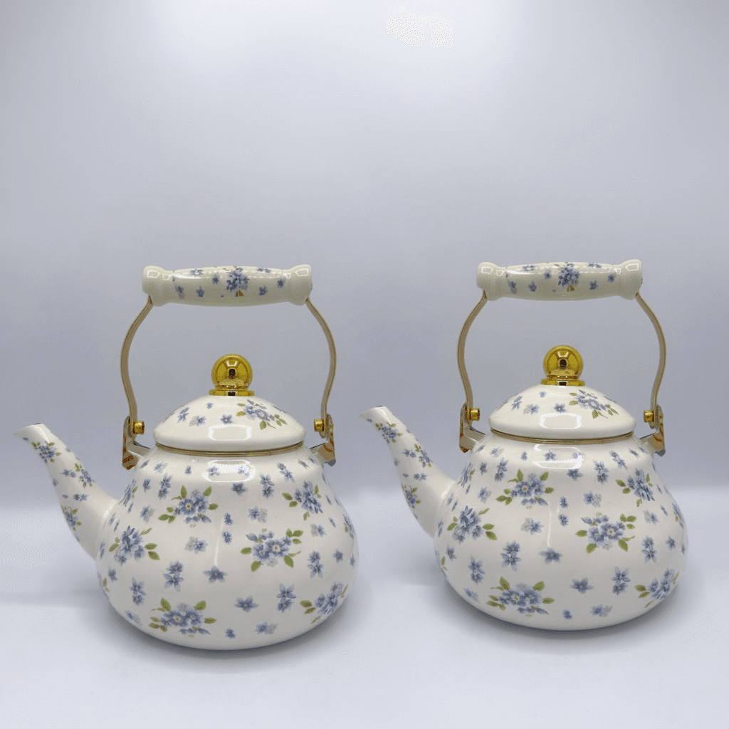 Zinc Kettle & Teapot Set - White