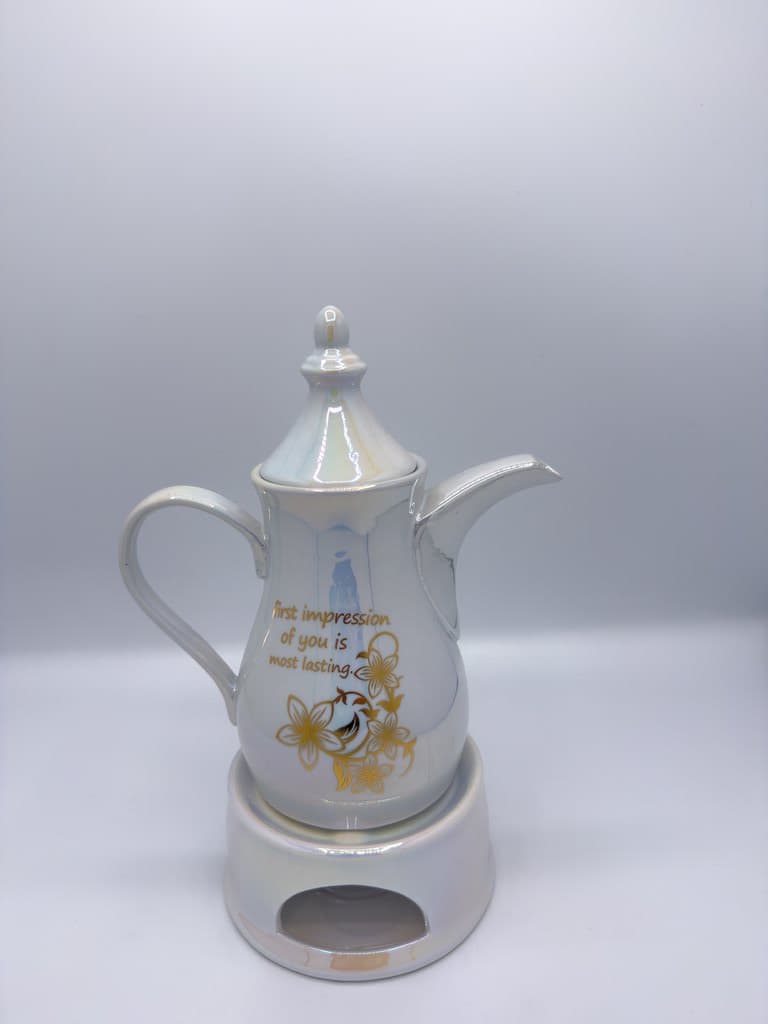 Arabic Coffee Pot with Warmer Stand (White) 2