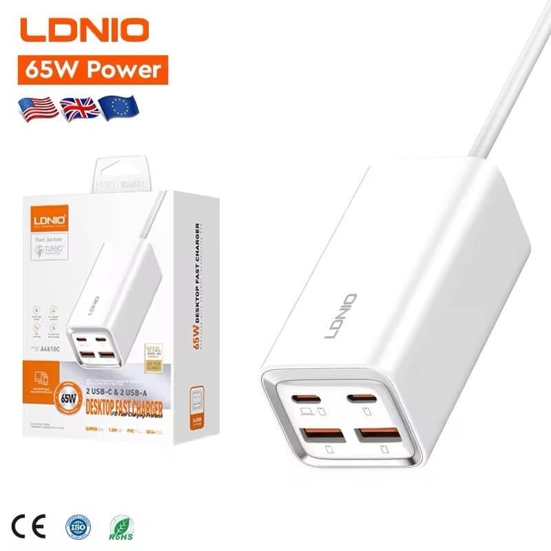 LDNIO 65W 4-Port Desktop Fast Charger