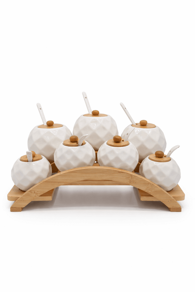 7 Piece Ceramic Kitchen Canister Set - White