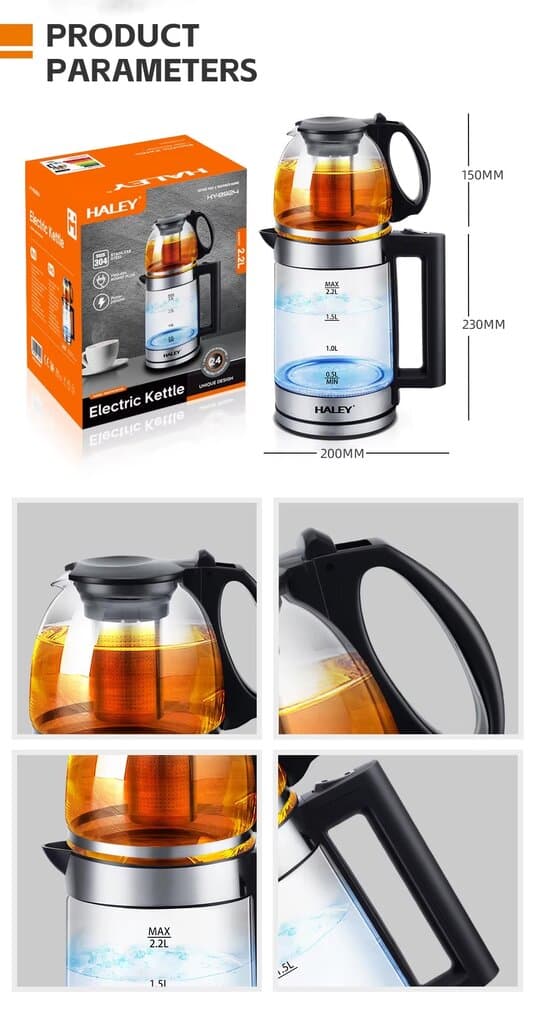 HALEY 2.2L Electric Kettle & Tea Maker - Transparent