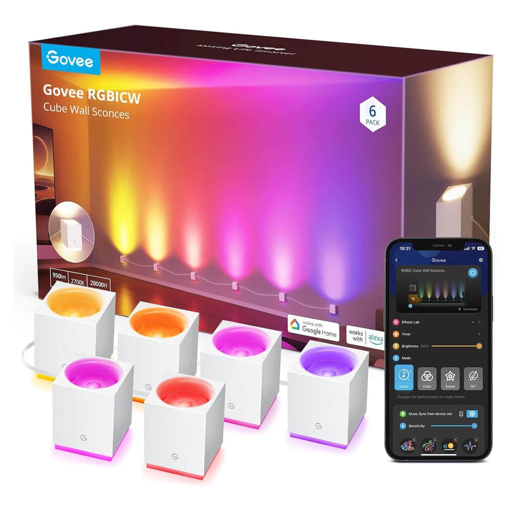 Govee RGBICW Cube Wall Sconeces 6 Pack - H6088