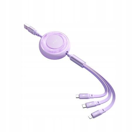 McDodo 3 IN 1 Retractable USB-A Charging Cable USB-C Lightning & Micro-USB 3.5A (Purple)