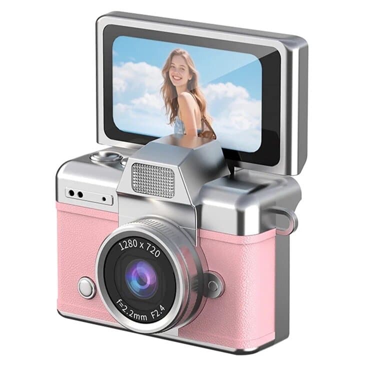 Mini Retro Keychain Camera with Flip Screen – Portable HD Camera