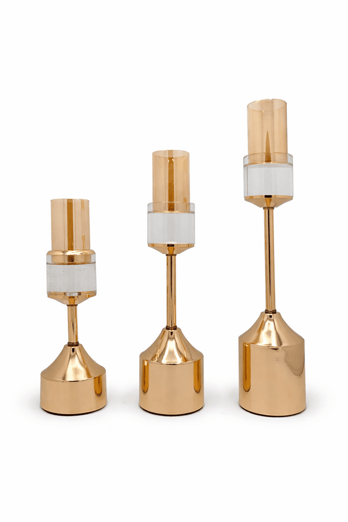 3-Piece Candle Holder Set - Gold