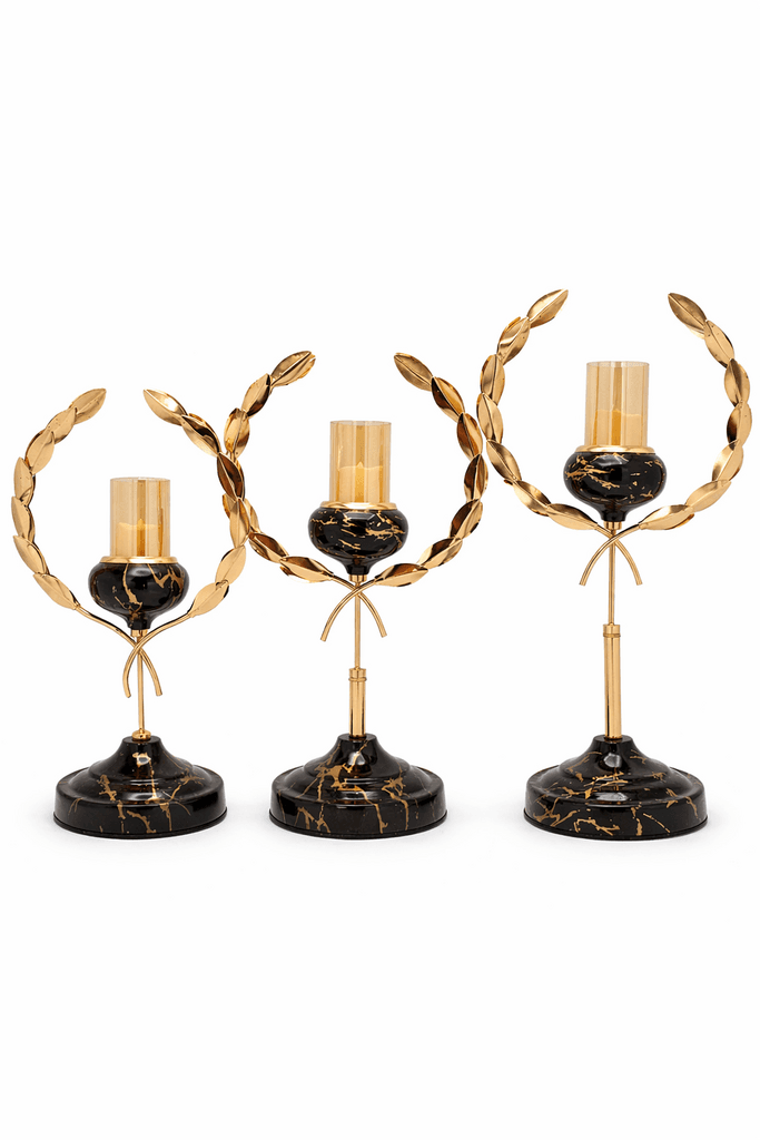 3-Piece Candle Holder Set - Black