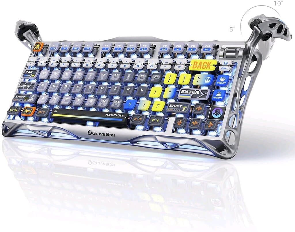 GravaStar Mercury K1 Pro Wireless Mechanical Gaming Keyboard – Interstellar Silver