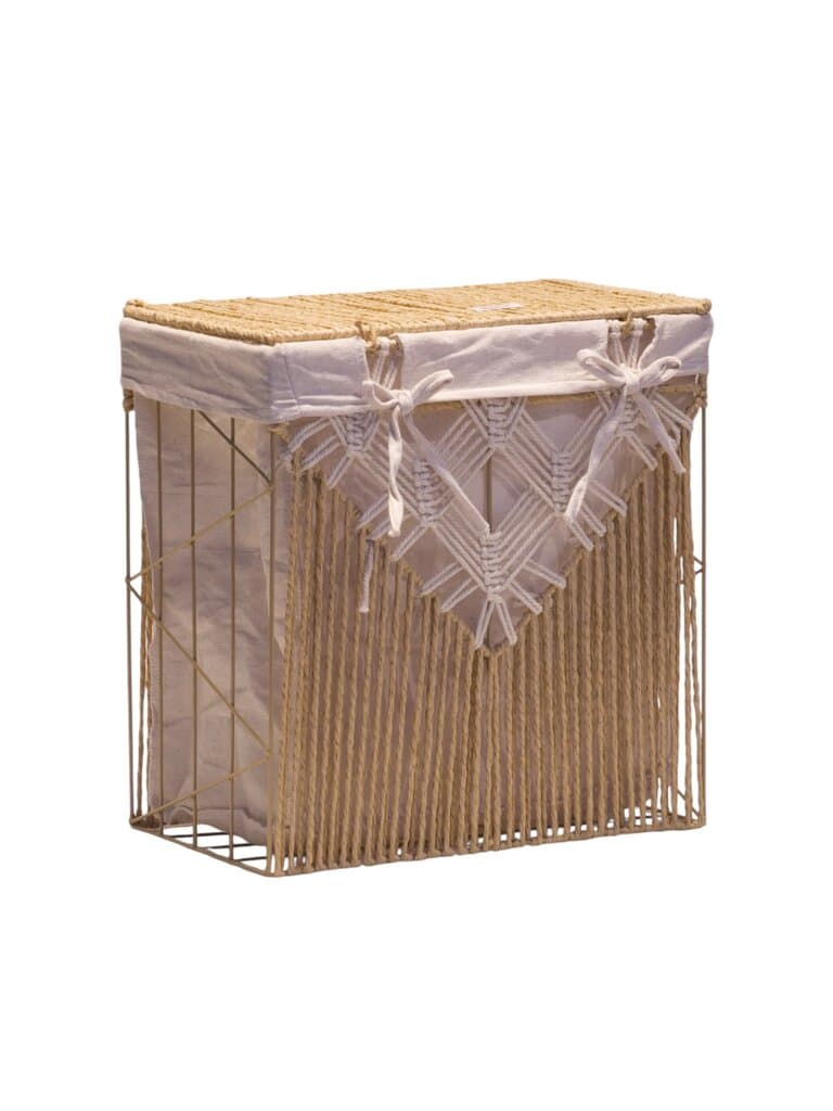 Fabric Lined Laundry Basket - 40x25 cm (Light Brown)