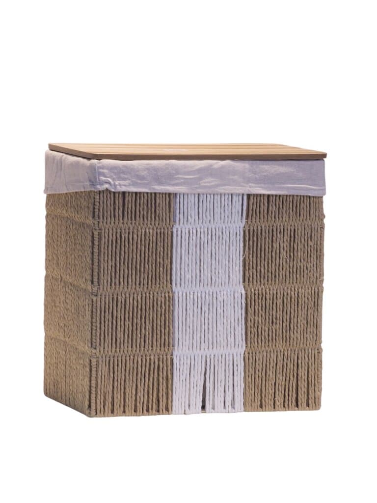 Fabric Lined Laundry Basket - 40x25 cm (Light Brown)