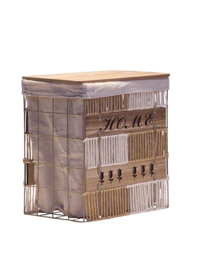 Fabric Lined Laundry Basket - 45x30cm (Light Brown)