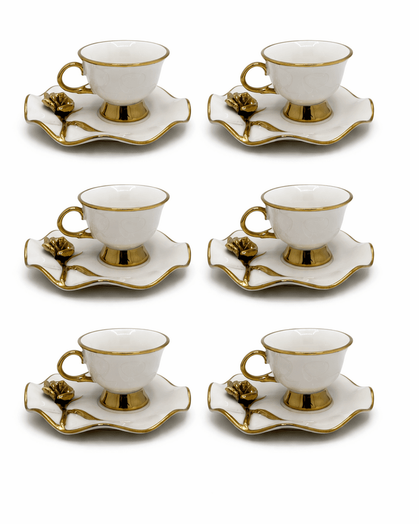 Porcelain Coffee Cup Set - 6 Piece (White)