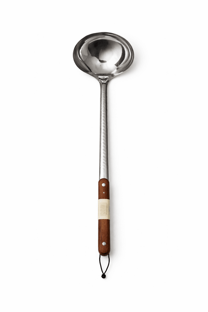 Stainless Steel Soup Ladle with Wooden Handle - Silver