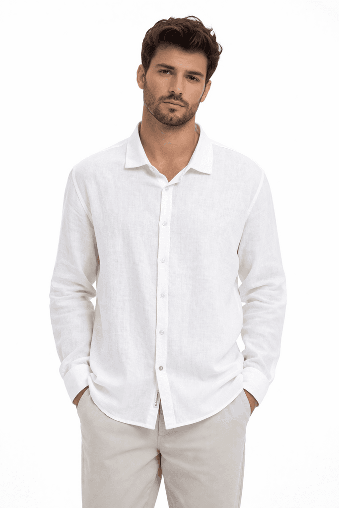 Moda Arpol Men's Cotton Shirt - White (S)