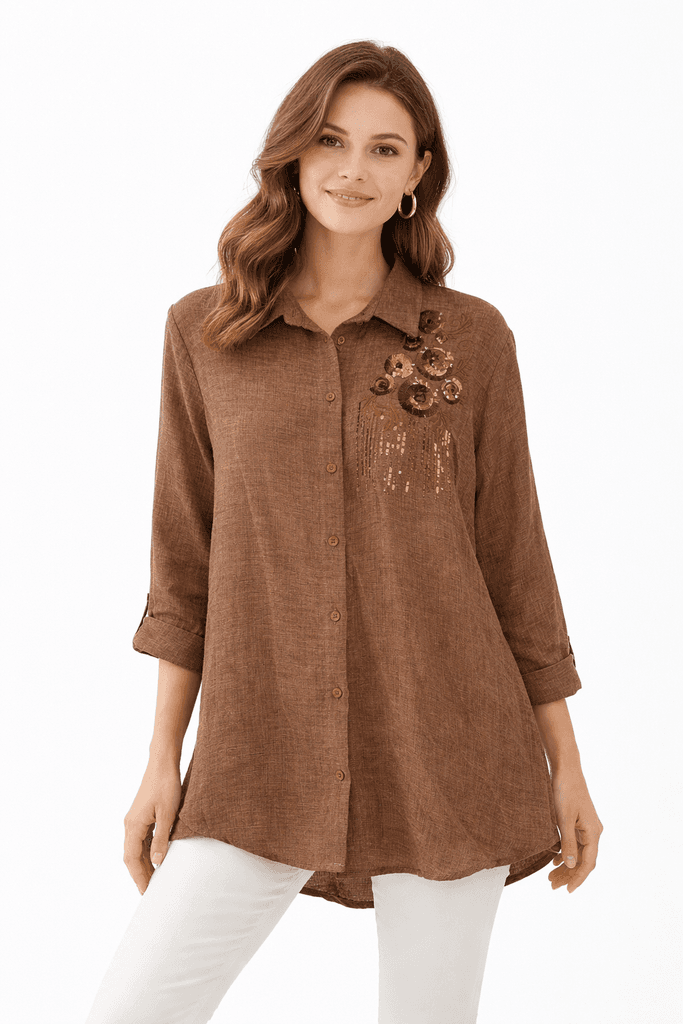 Hisset Women's Cotton Shirt - Dark Brown (S)
