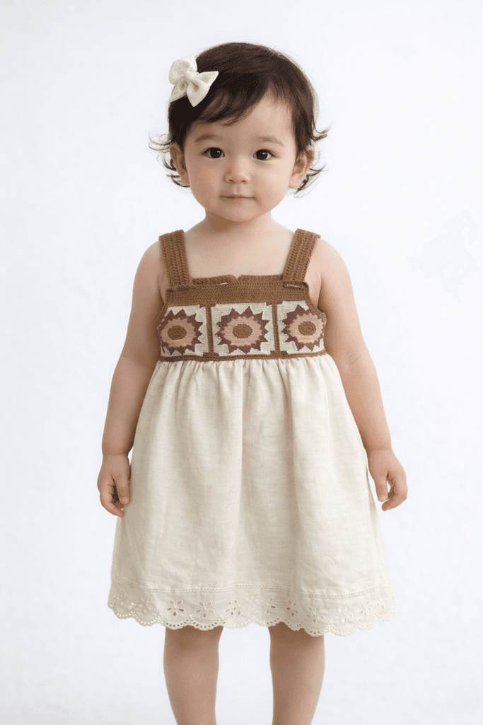 babypam Baby Girl Summer Dress - Brown (6-9 Months)