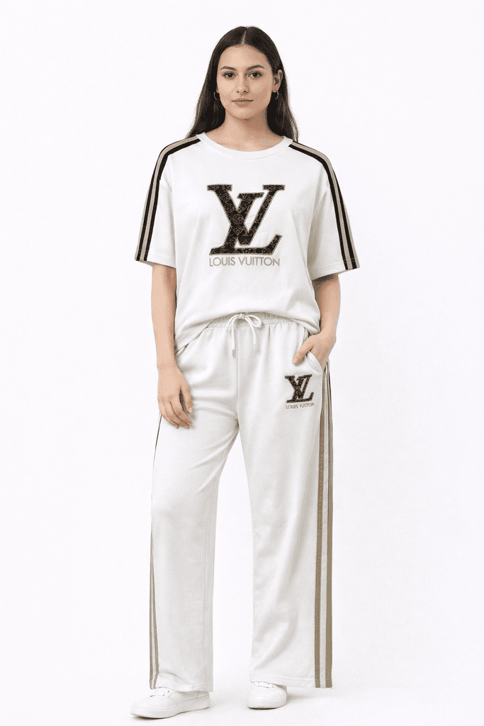 Louis Vuitton Women's Cotton Top & Bottom Set - White (S)