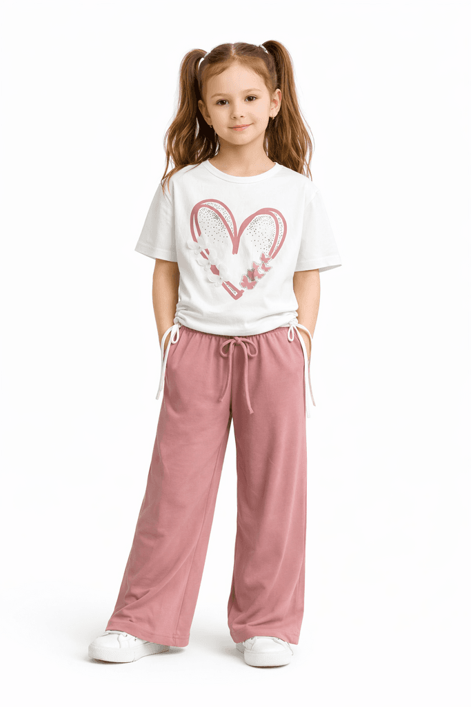 Pretty Life Girls Cotton Pajama Set - White (5 Years)