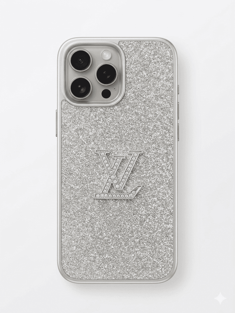 Luxury Glitter Case with Crystal Logo for iPhone 16 Pro Max
