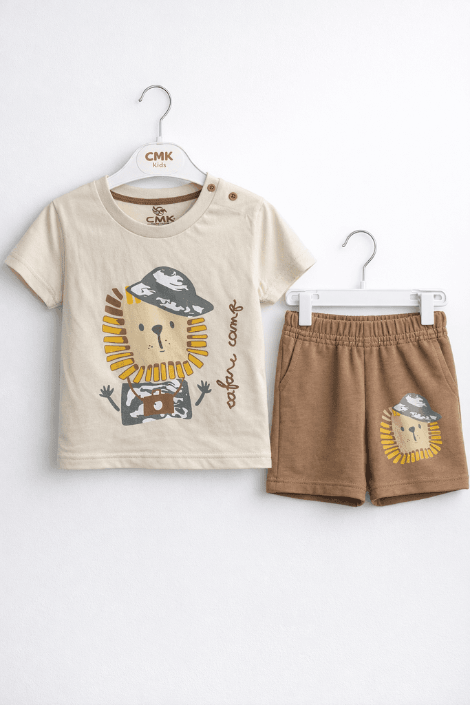 CMK Boys Cotton Top & Shorts Set - Light Brown (2 Years)