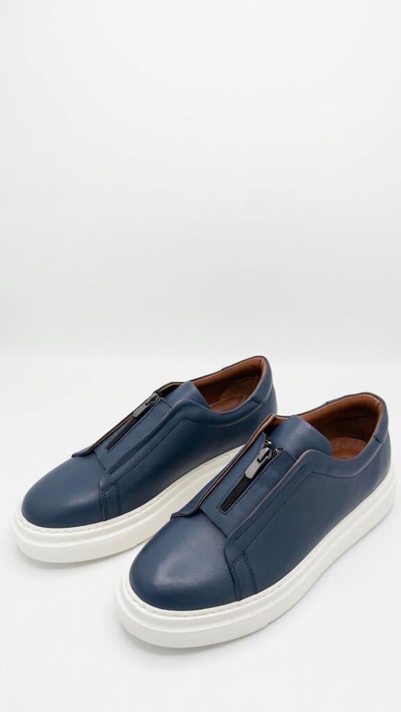 Grad Oxford Men's Leather Shoes - Navy Blue (44)