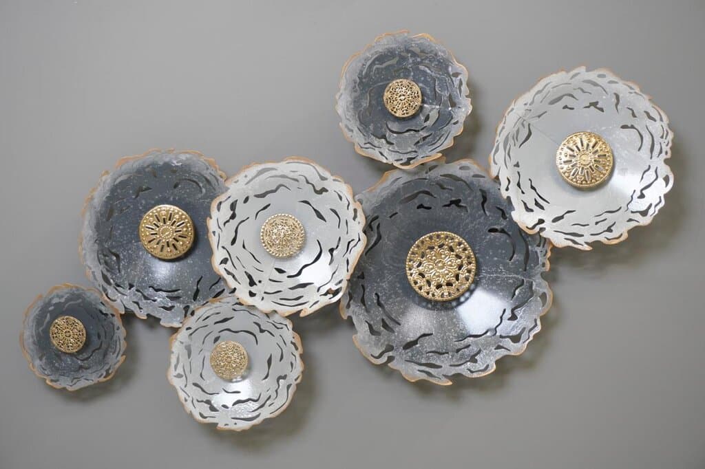 Metal Grey Floral Wall Art Decoration 1