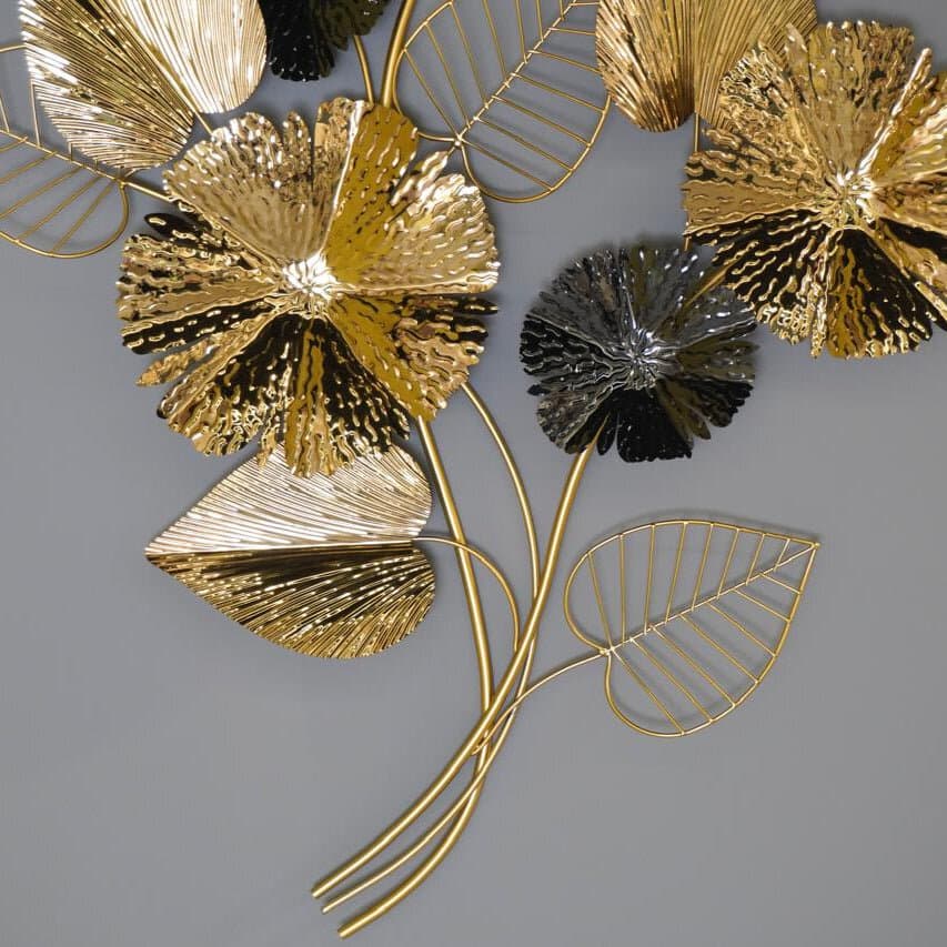 Metal Leaf & Flower Wall Decoration 3