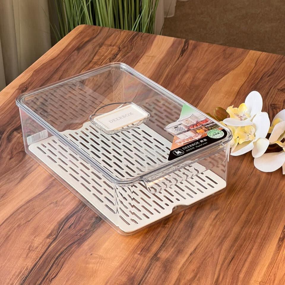 Refrigerator Storage Box With Removable Drain Tray 2