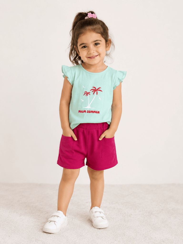 Pandax Girls Soft Cotton Cap Sleeve Short Dress - Mint Green (Size 10) 1