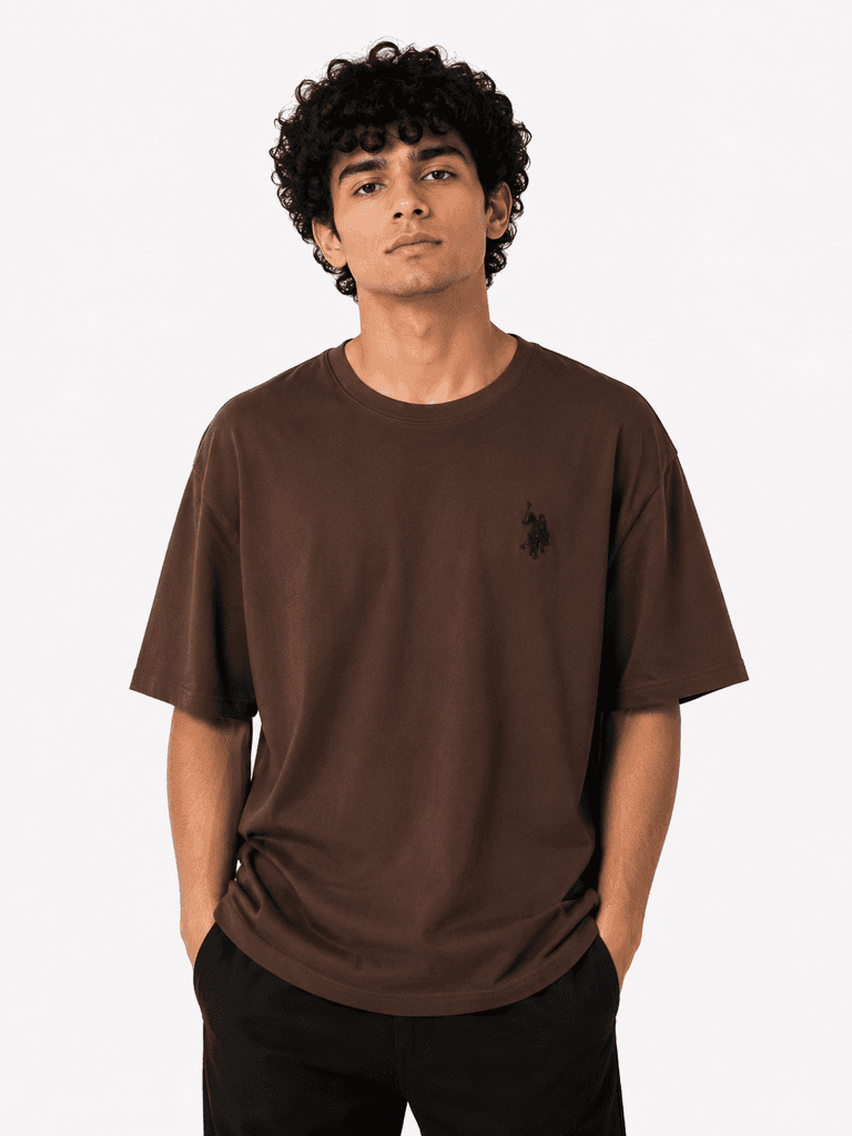 U.S. Polo Assn. Men's Classic Pure Cotton Crew Neck T-Shirt - Brown (M) 1