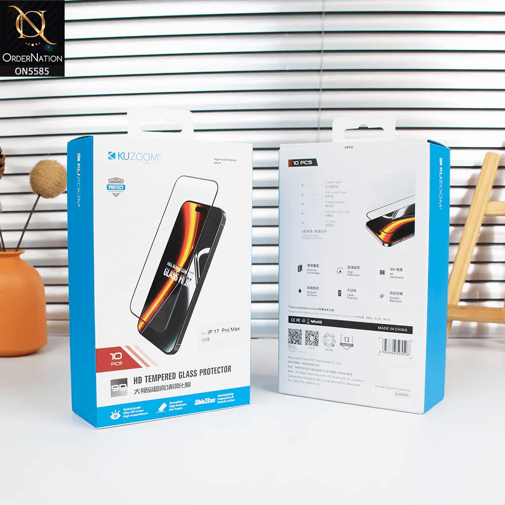 Kuzoom 9D HD Tempered Glass Protector For iPhone 15 Pro Max